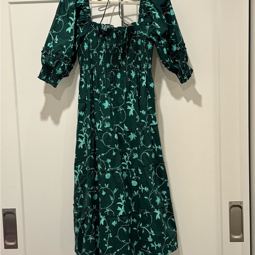 Hill House Nap Dress.  Green floral.  Sz L.